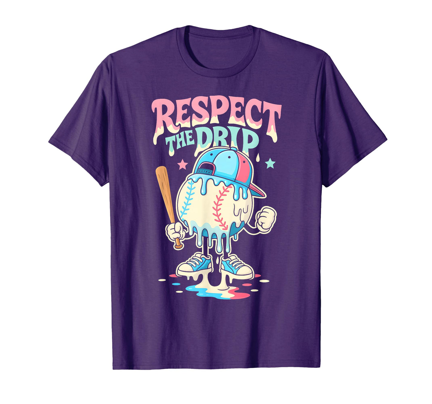 Baseball Ice Cream Drip for Boys Girls Respect The Drip T-Shirt