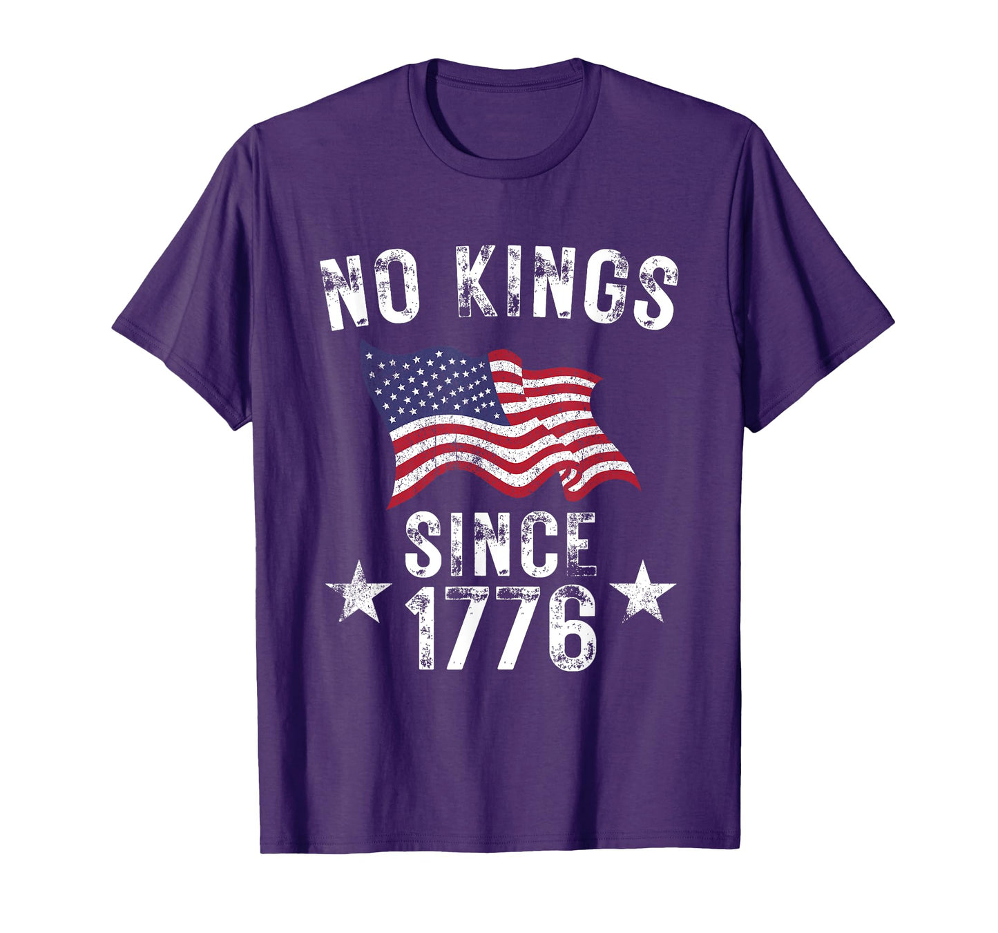 Vintage No Kings In America Since 1776 USA Flag 4th Of July T-Shirt