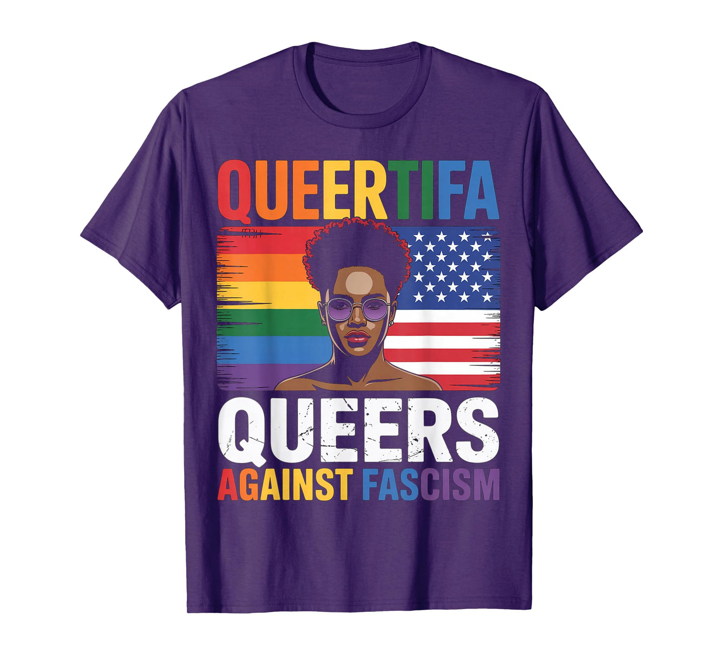Queertifa Black Queers Against Fascism Resist No Kings LGBTQ T-Shirt