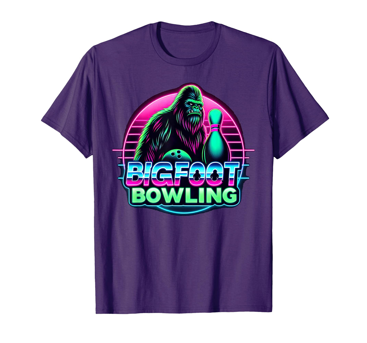 Bigfoot Bowling Funny Sasquatch Bowler Alley Pin Graphic T-Shirt