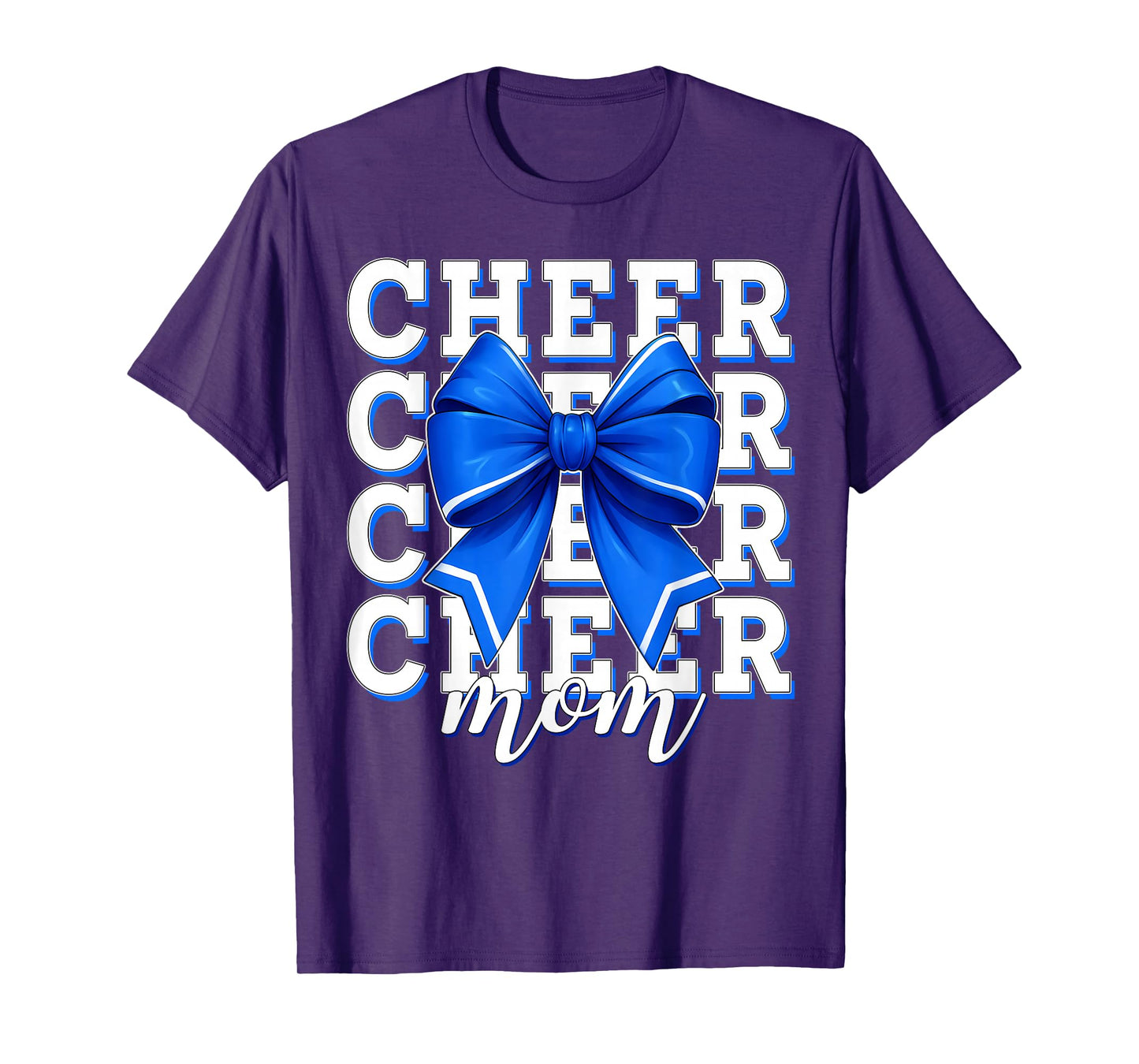 Cheer Mom Blue Bow Cheerleader Competition Game Day T-Shirt