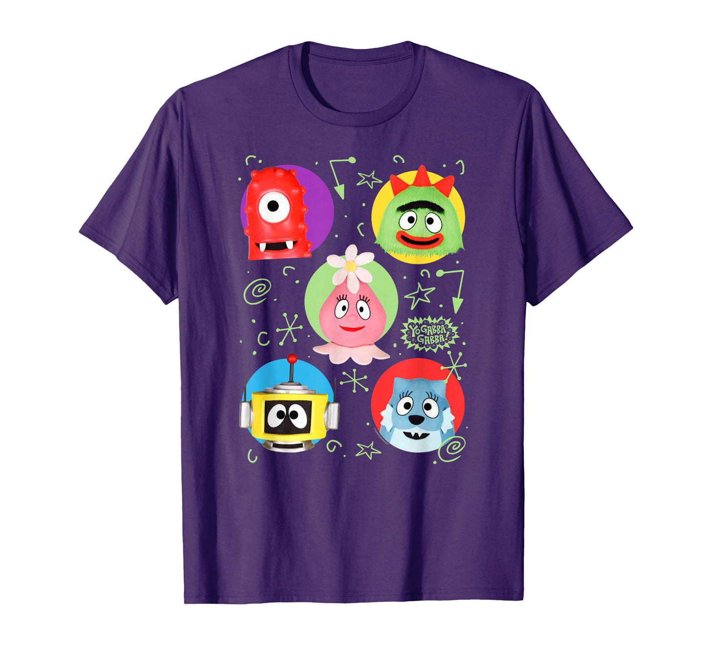 Yo Gabba Gabba! Colorful Friends with Doodles TV Show T-Shirt