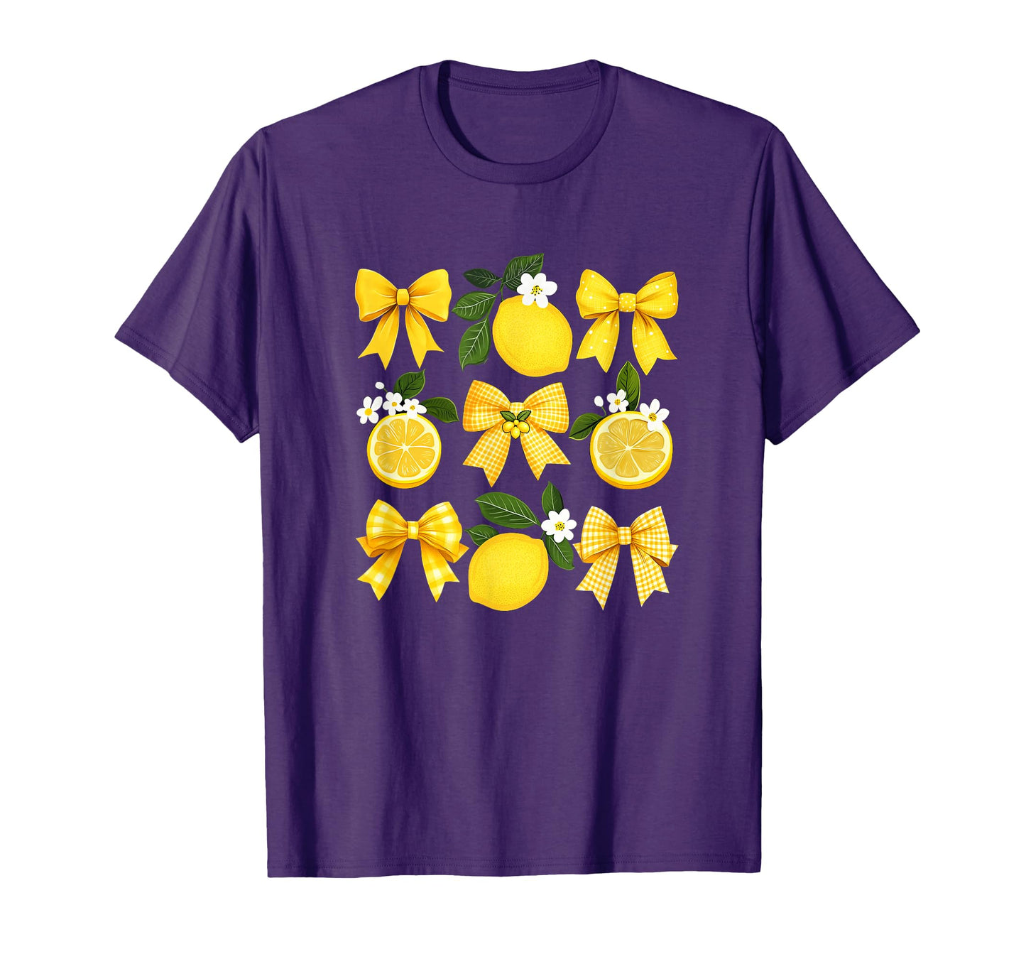 Cute Lemon Tropical Fruits Coquette Bows Summer Girl Women T-Shirt