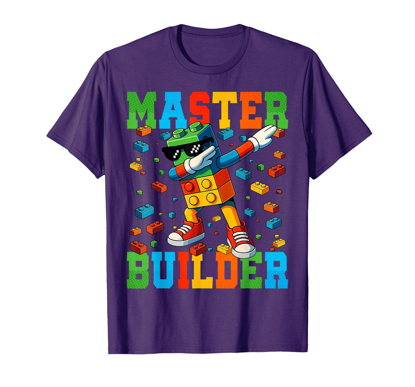 Dabbing Blocks Bricks Building Master Builder Kids Boys T-Shirt