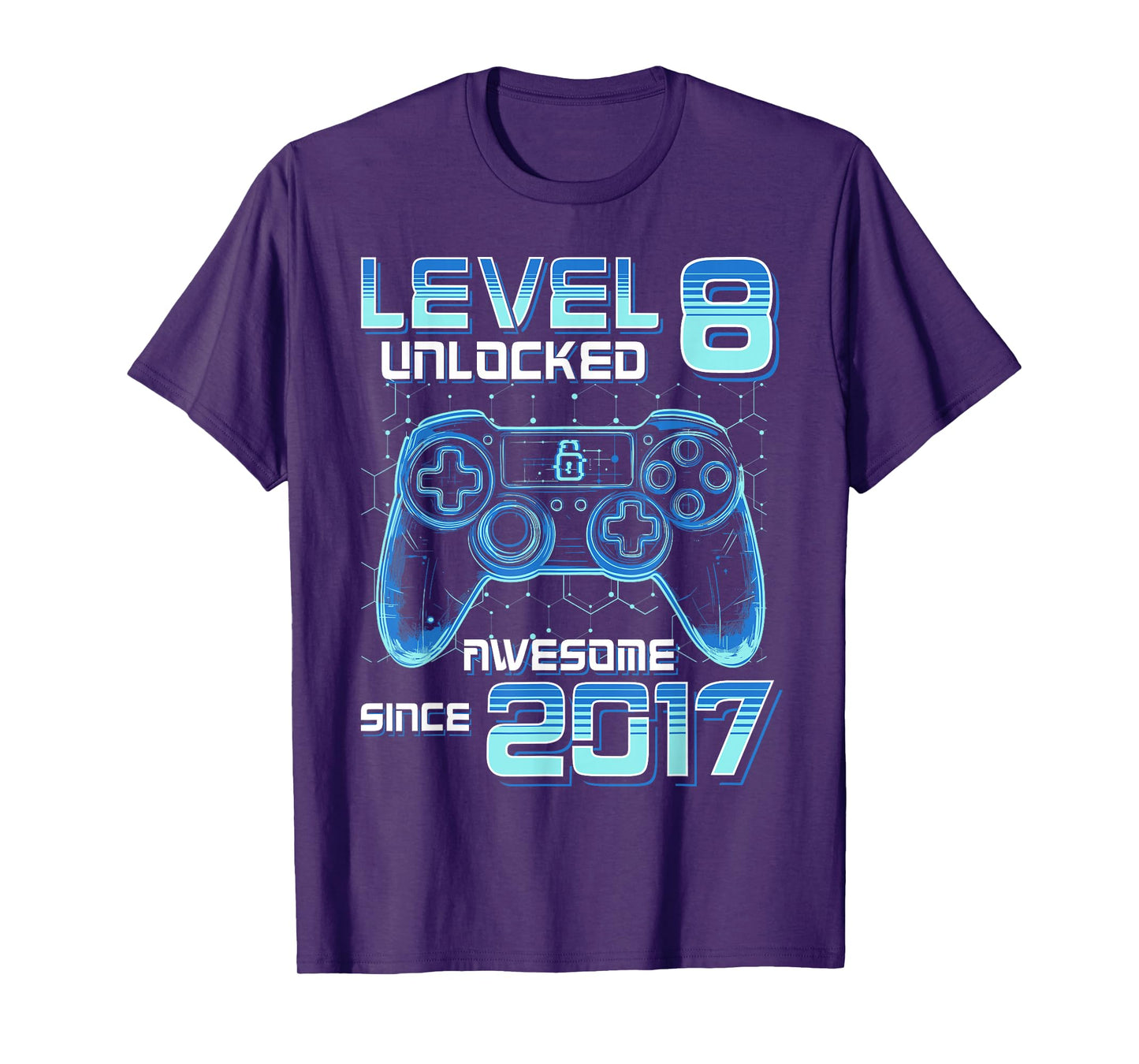 Level 8 Unlocked Video Game Party 8th Birthday Gamer Boys T-Shirt