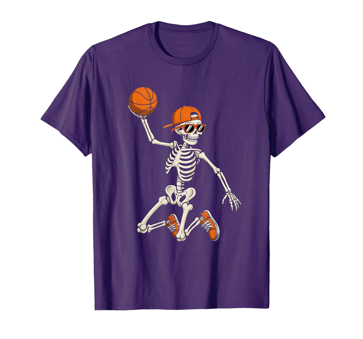 Halloween Skeleton Funny Basketball Shirt for Teens Boys Men T-Shirt