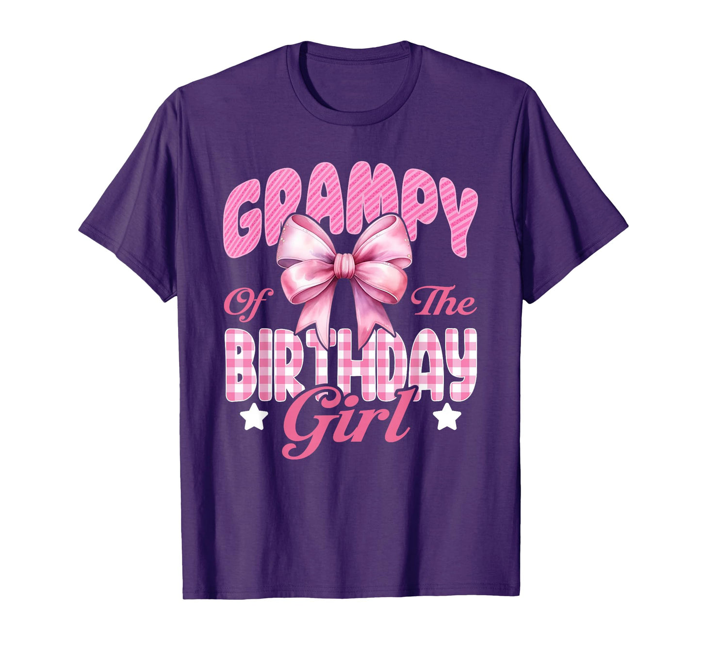 Grampy of The Birthday Girl Family Pink Coquette Bow T-Shirt