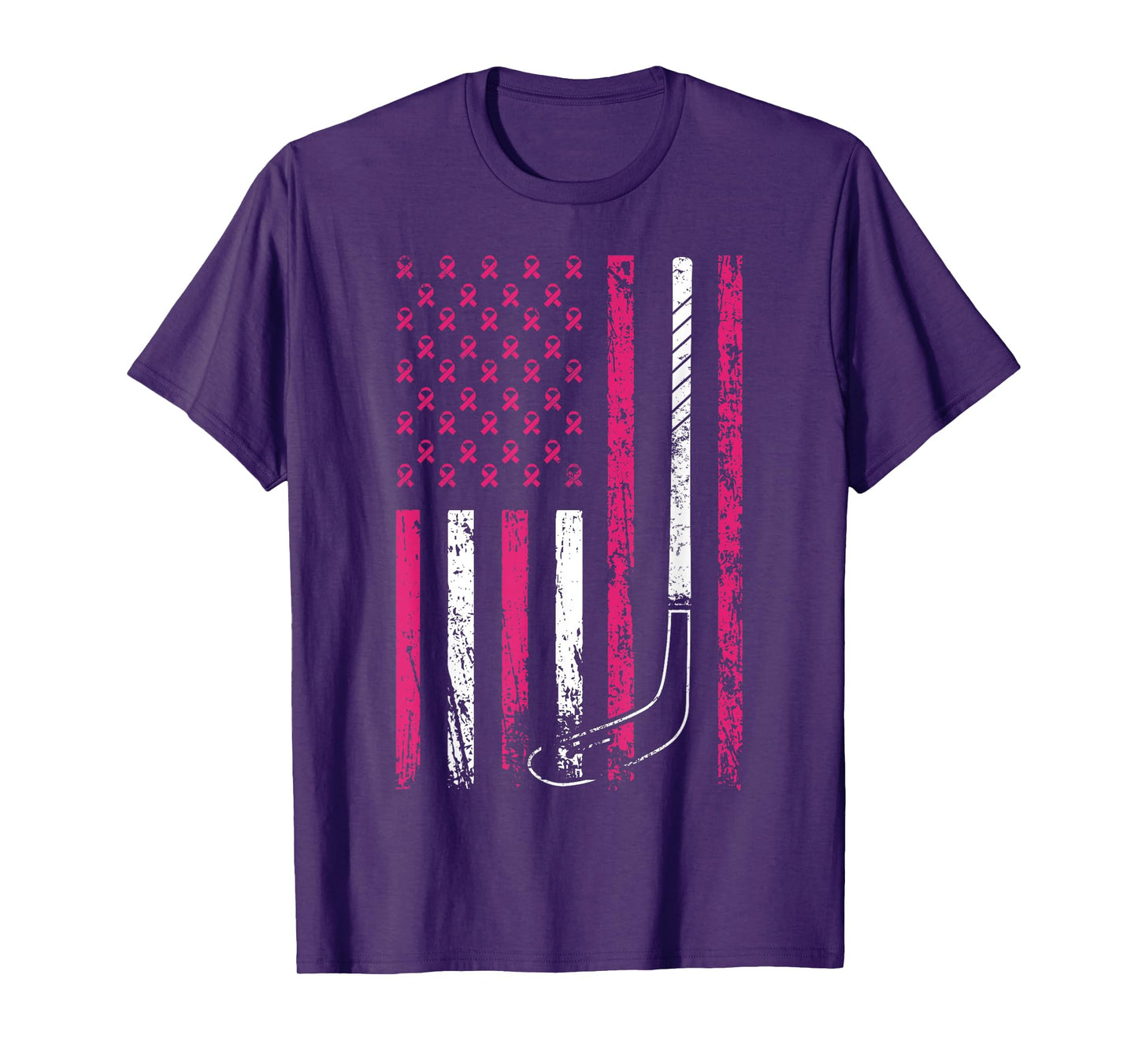 American Sports Flag Breast Cancer Awareness Ice Hockey T-Shirt