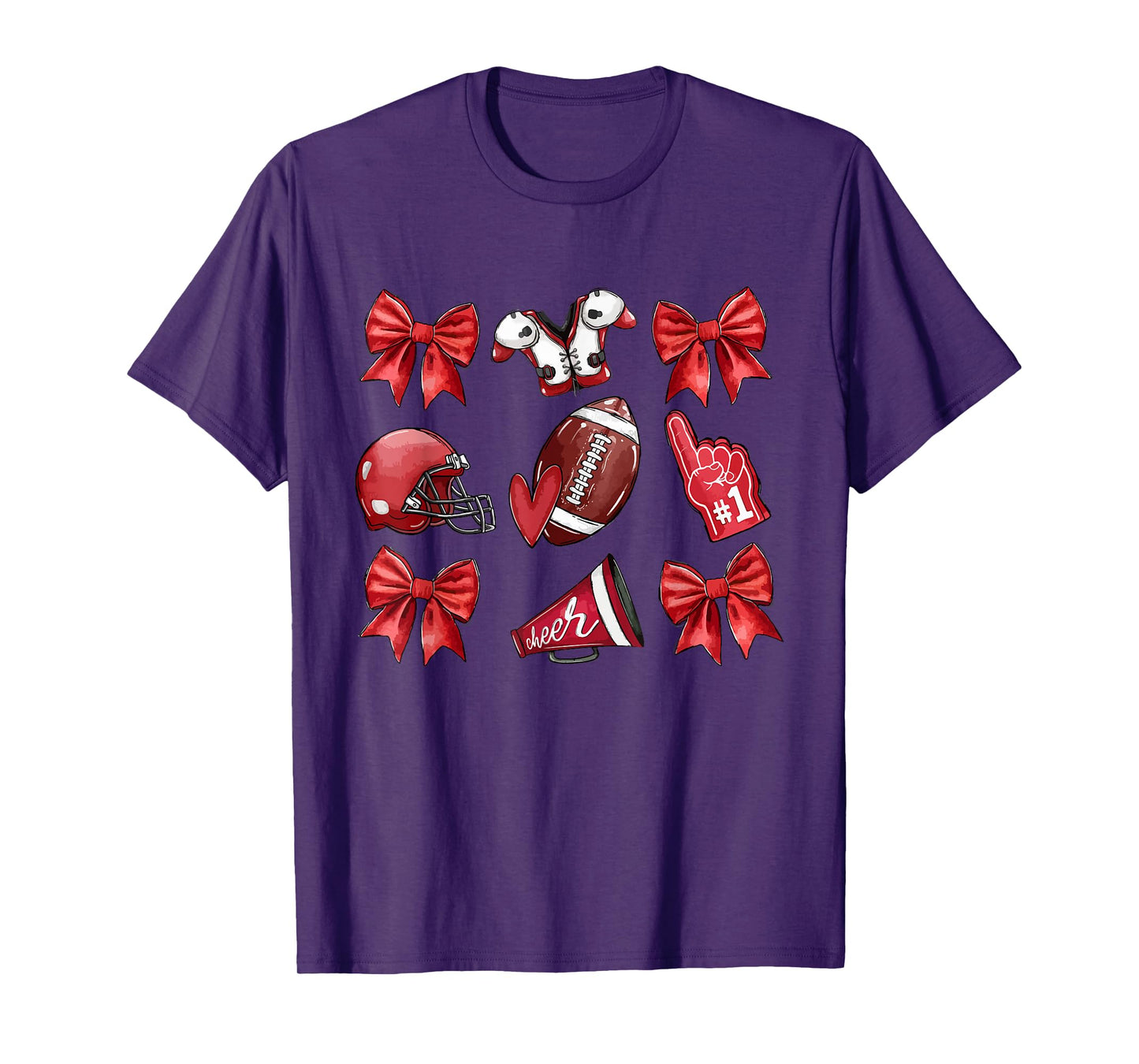 Red Coquette Bow Football Game Day Women Girls Kids T-Shirt