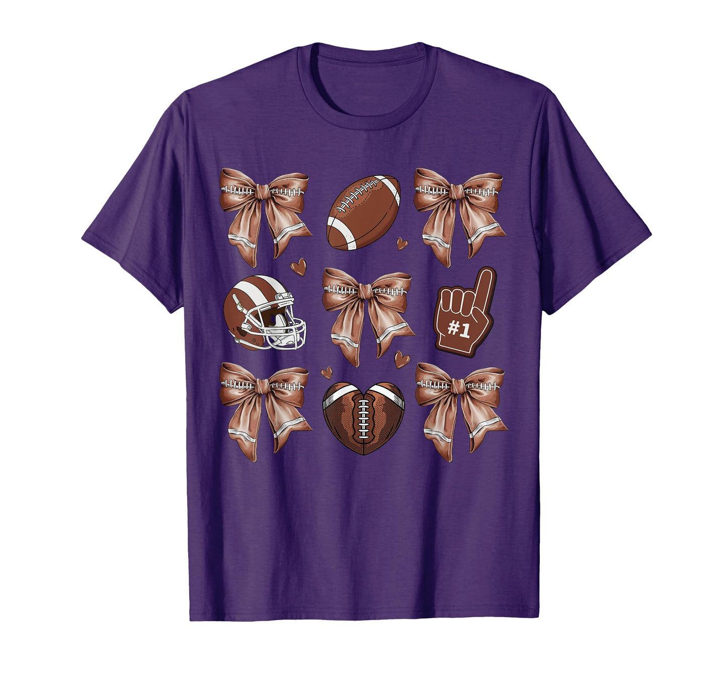 Football Coquette Bow Football Mom Game Day Women Girls Kids T-Shirt