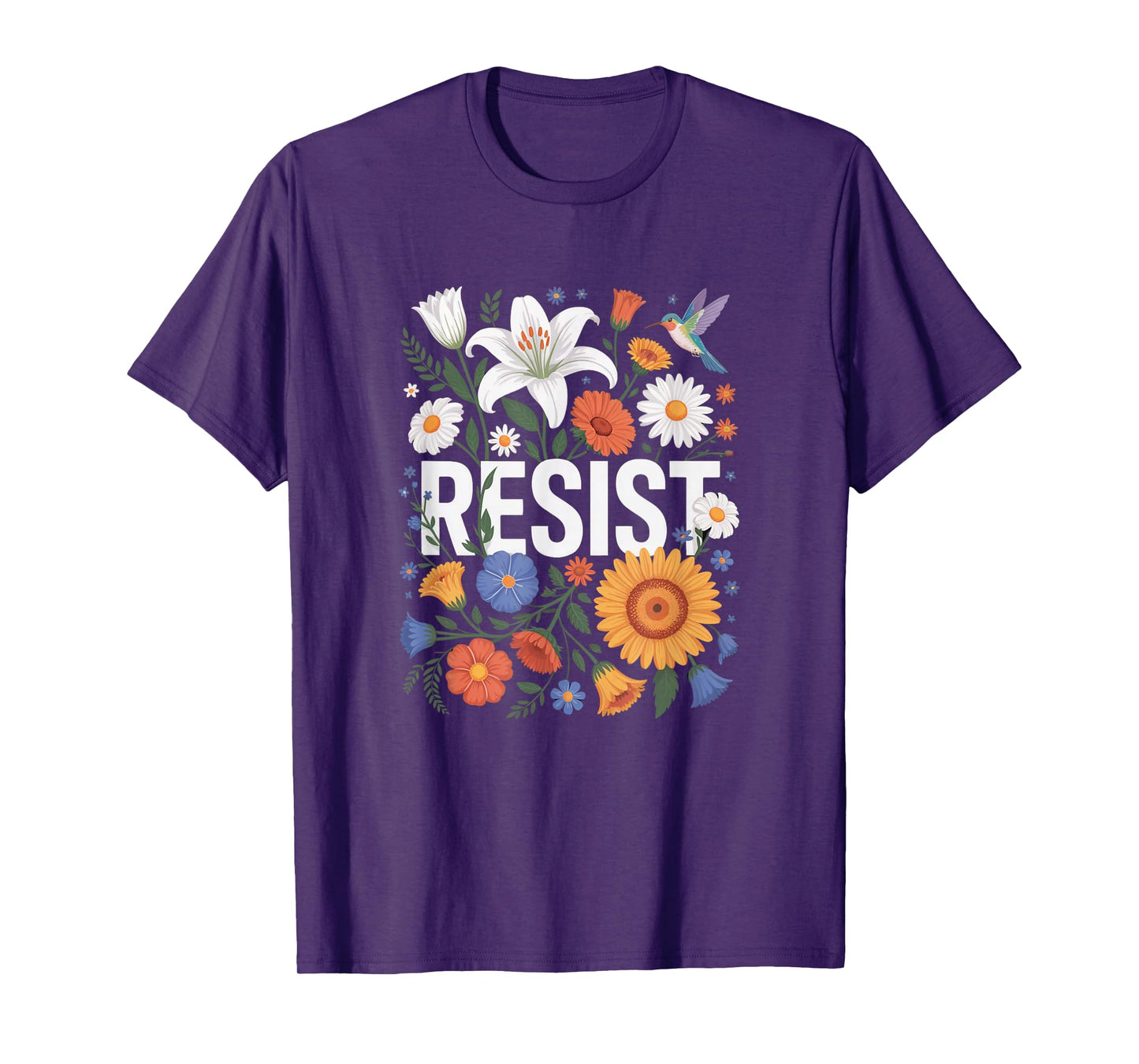 Resist Floral Protest Feminist Political Women Anti-Trum T-Shirt