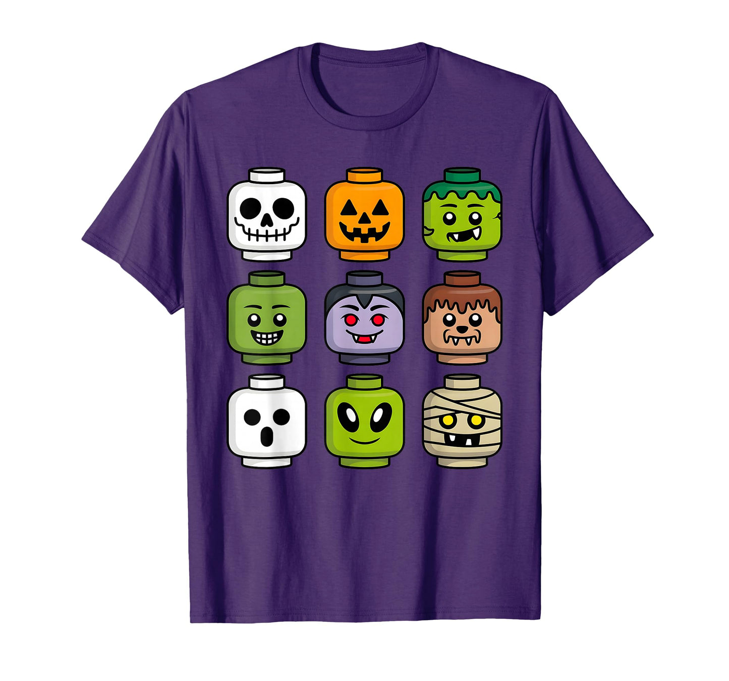 Halloween Building Brick Head Pumpkin Ghost Zombie Boys T-Shirt