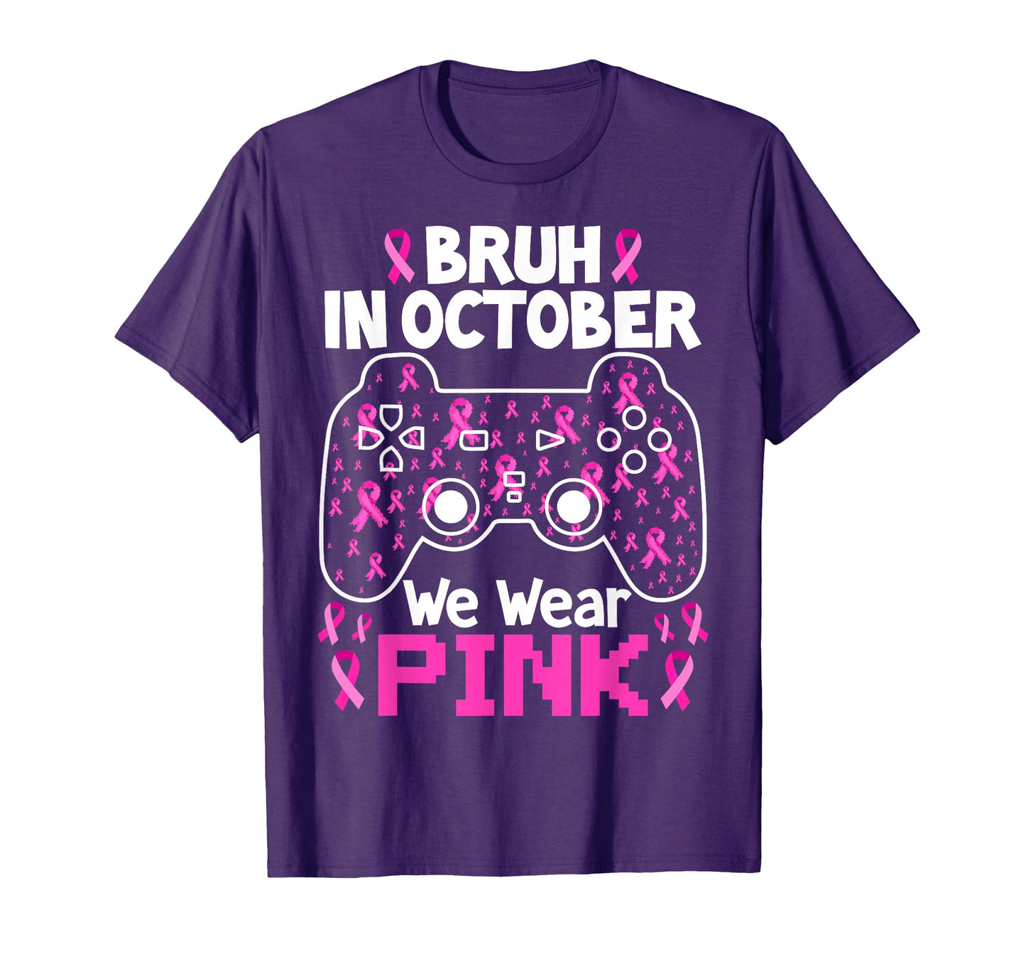 Bruh in October We Wear Pink Breast Cancer Toddler Boys Kids T-Shirt