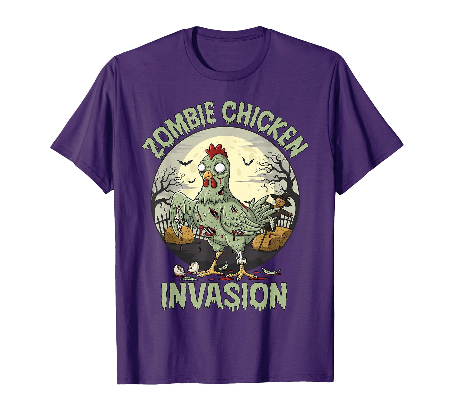 Zombie Chicken Invasion Funny Halloween T-Shirt