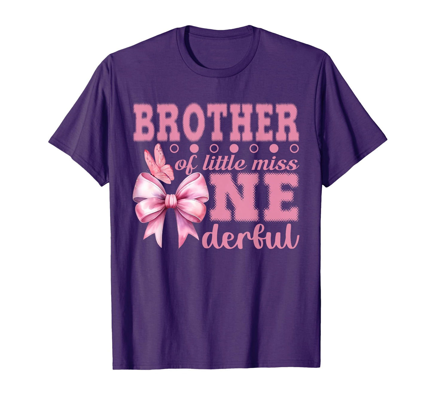 Brother of Little Miss Onederful First Birthday Pink Bow T-Shirt