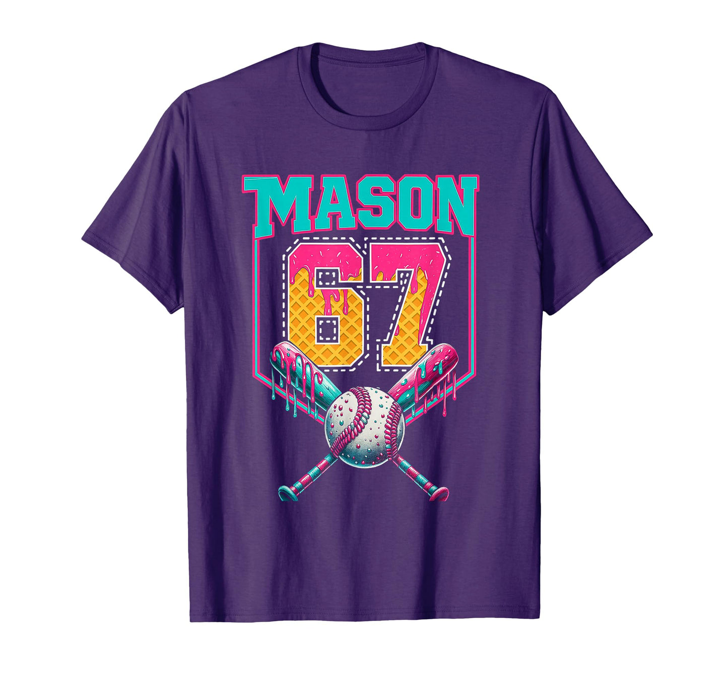 Trendy Mason 67 Mem Ice Cream Drip Baseball Birthday Costume T-Shirt