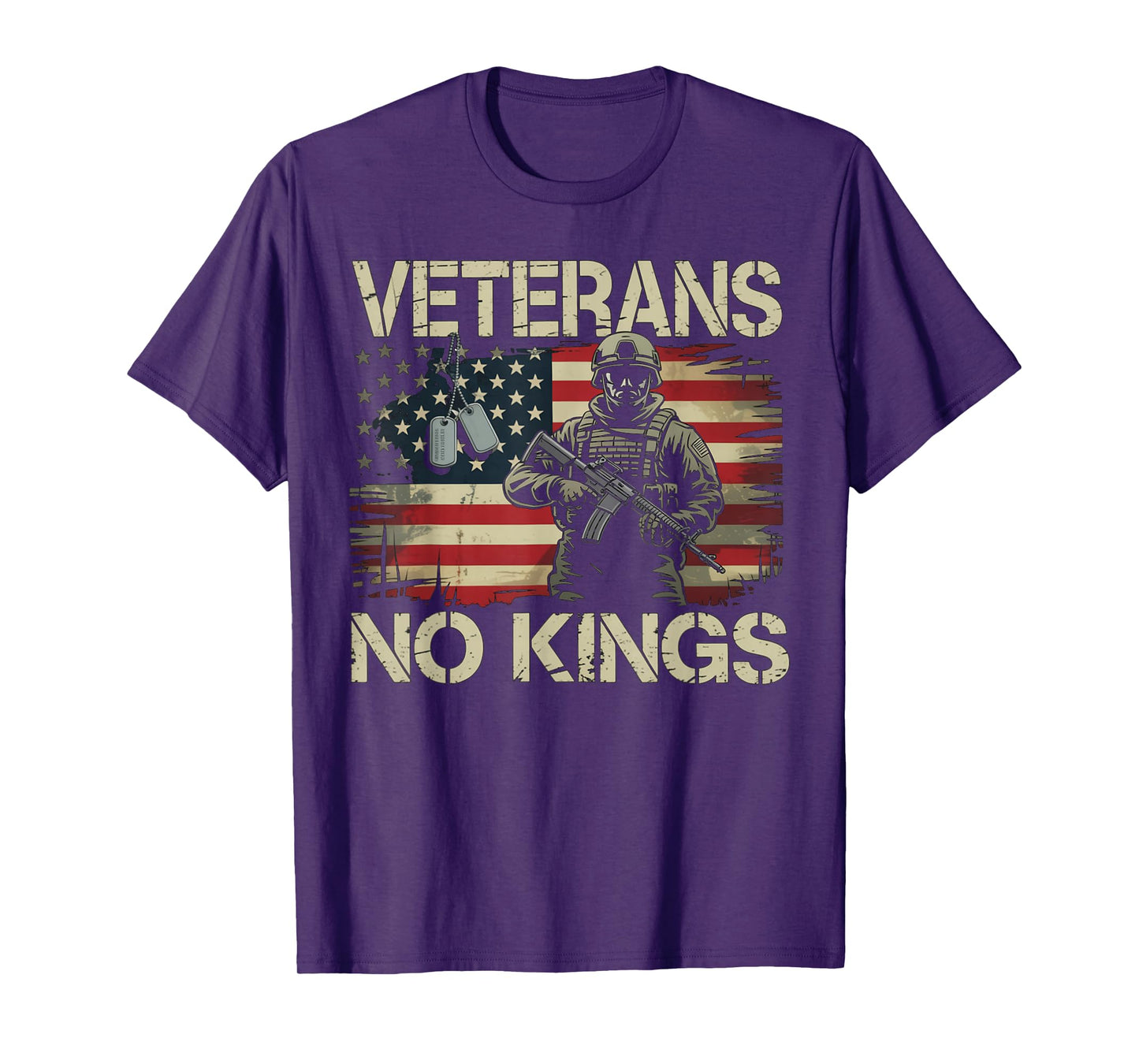 No Kings Veterans Patriotic America Flag Men Women T-Shirt