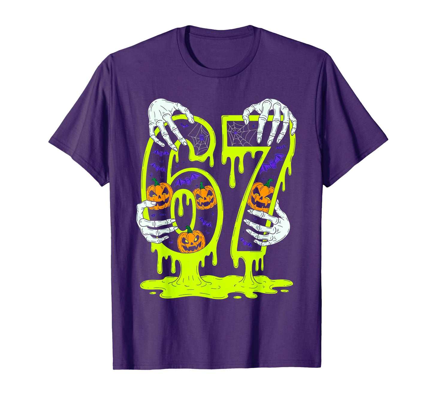 67 Meme Trendy Skeleton Halloween Funny Six Seven Gen Alpha T-Shirt