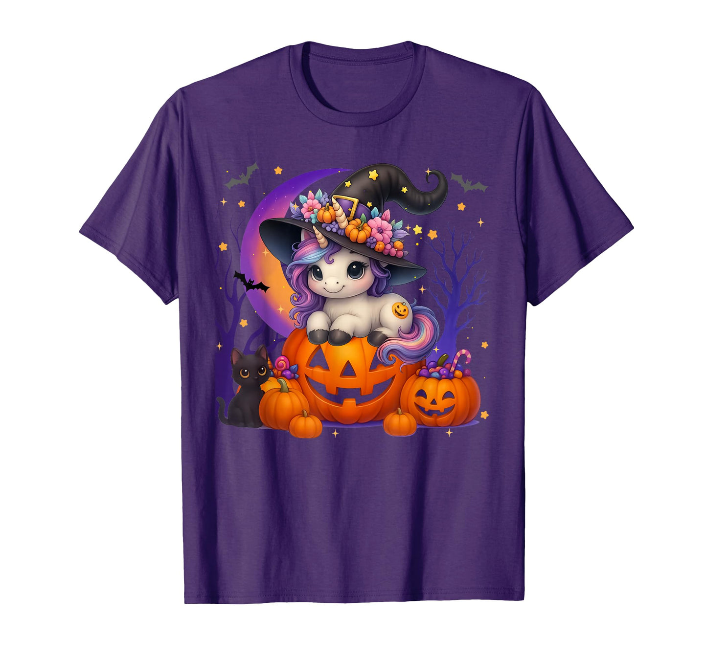 Cute Witch Unicorrn Jack O lantern Halloween Costumes Girls T-Shirt