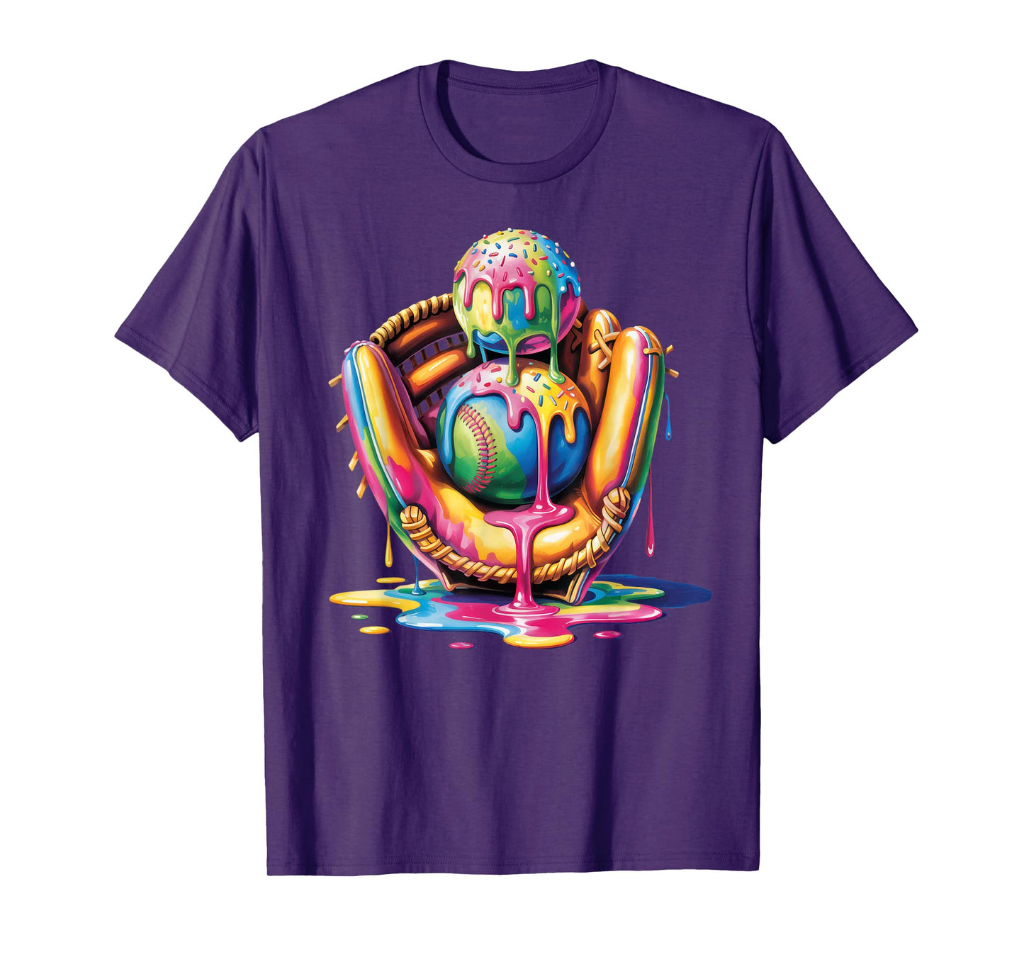 Baseball Drip Ice Cream Sprinkles Baseball Glove T-Shirt