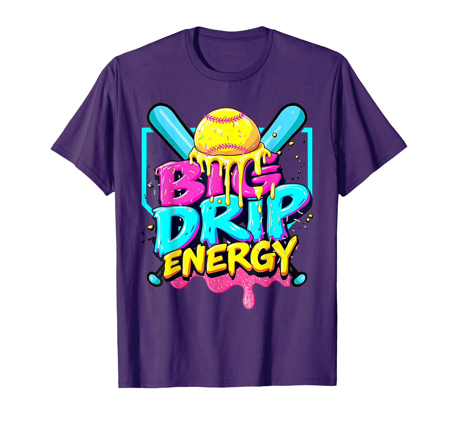Softball Drip For Girls Ice Cream Drip Youth Girls Softball T-Shirt
