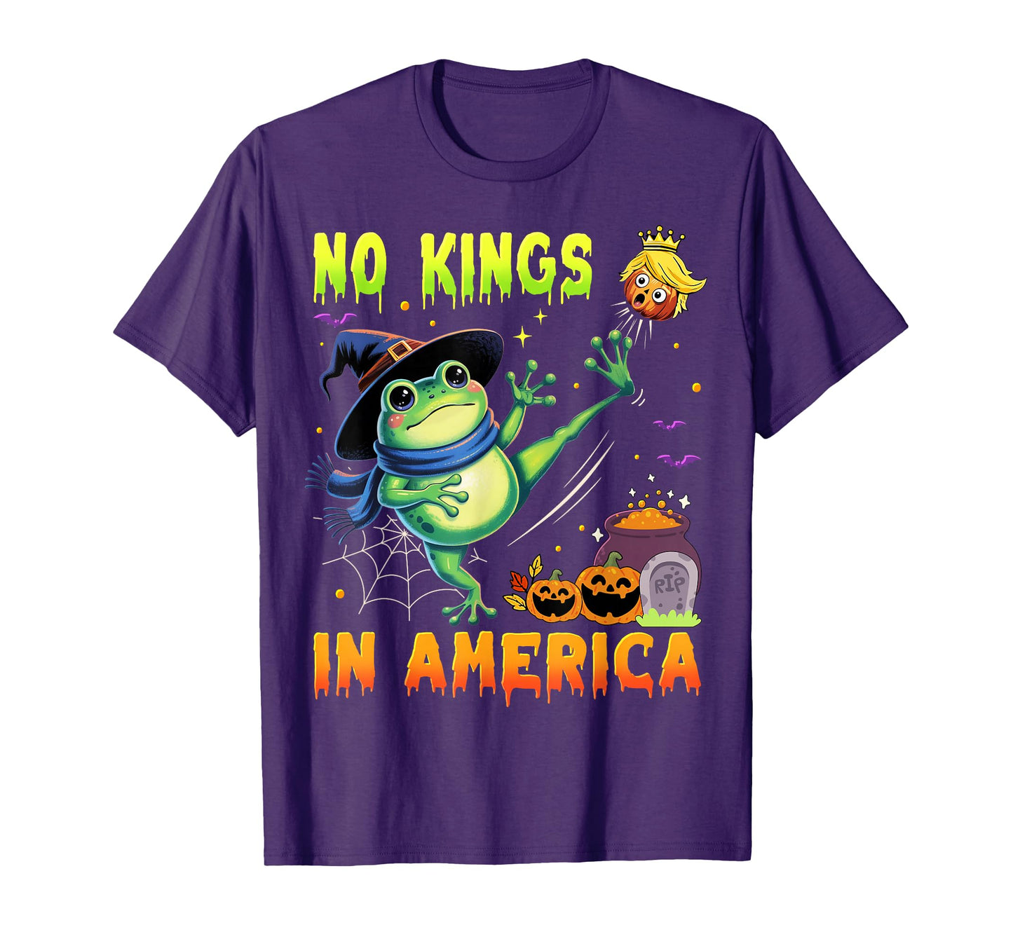 Frog Protest No Kings in America Halloween Funny T-Shirt