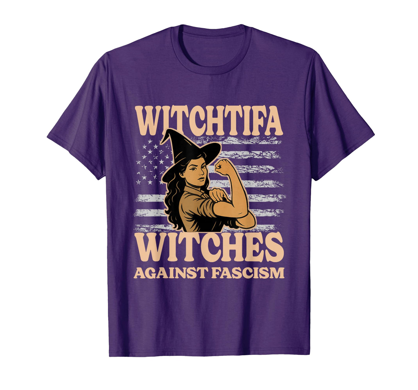 Scary Witchtifa Witches Against Fascism Flag Resist No Kings T-Shirt