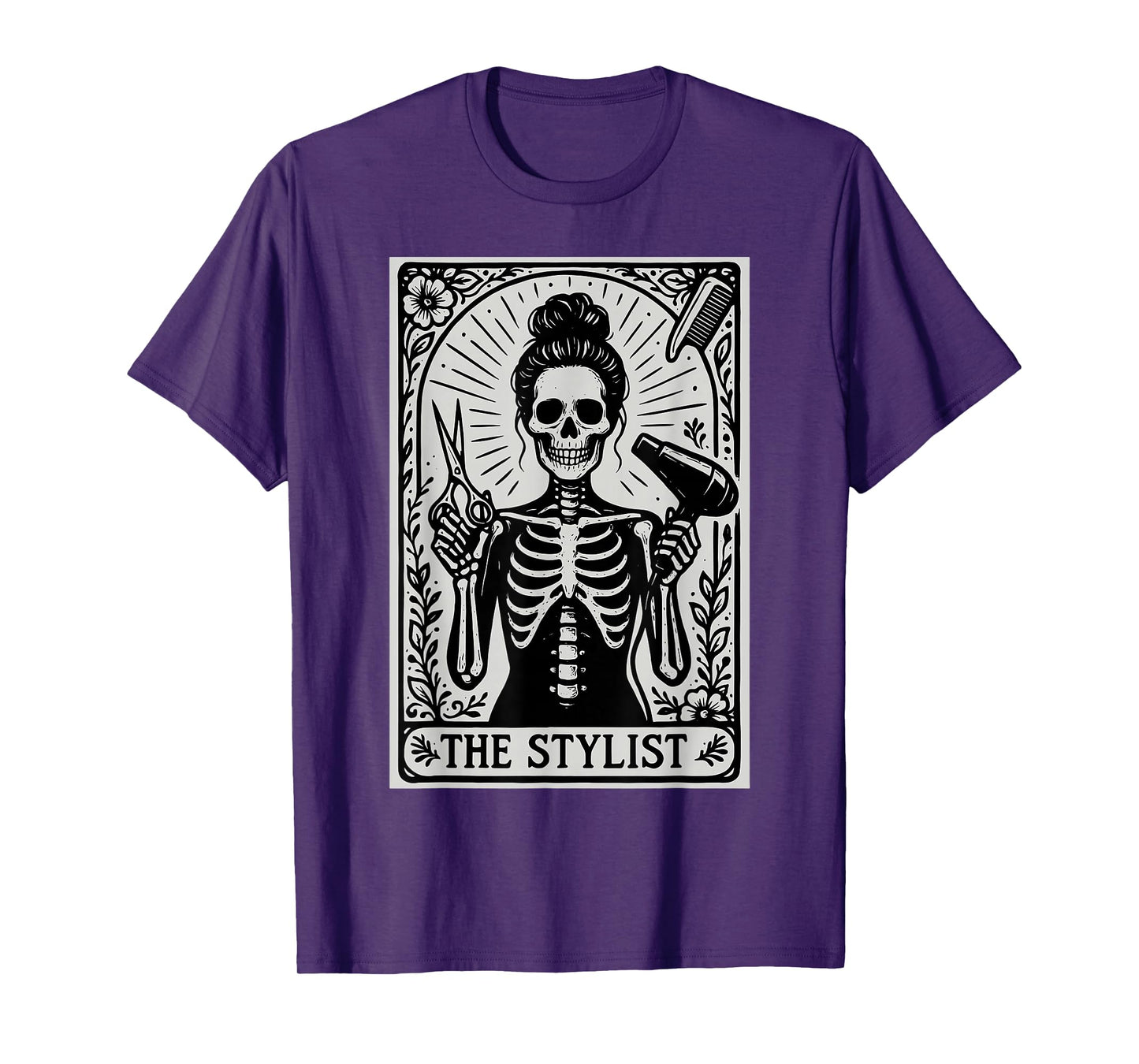 Hair Stylist Tarot Card Skeleton Cosmetology Hairdresser Spa T-Shirt