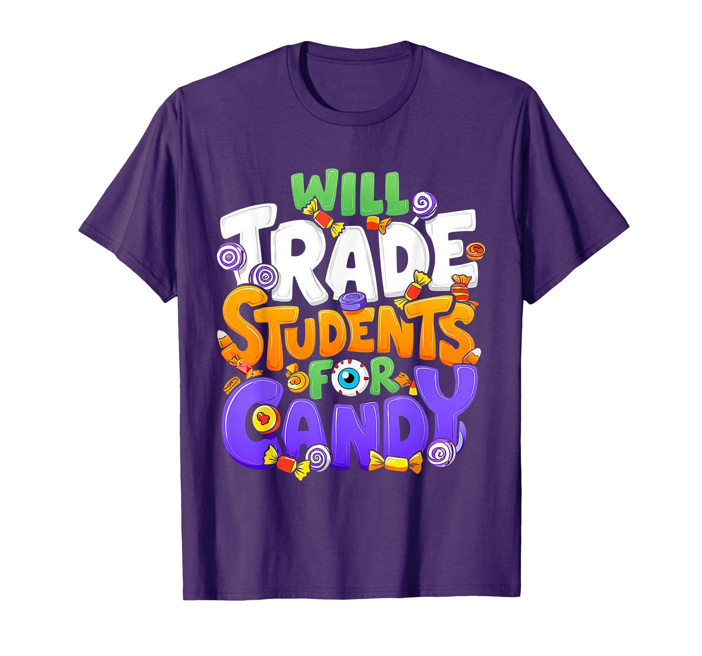 Will Trade Students for Candy Teacher Cute Halloween Costume T-Shirt