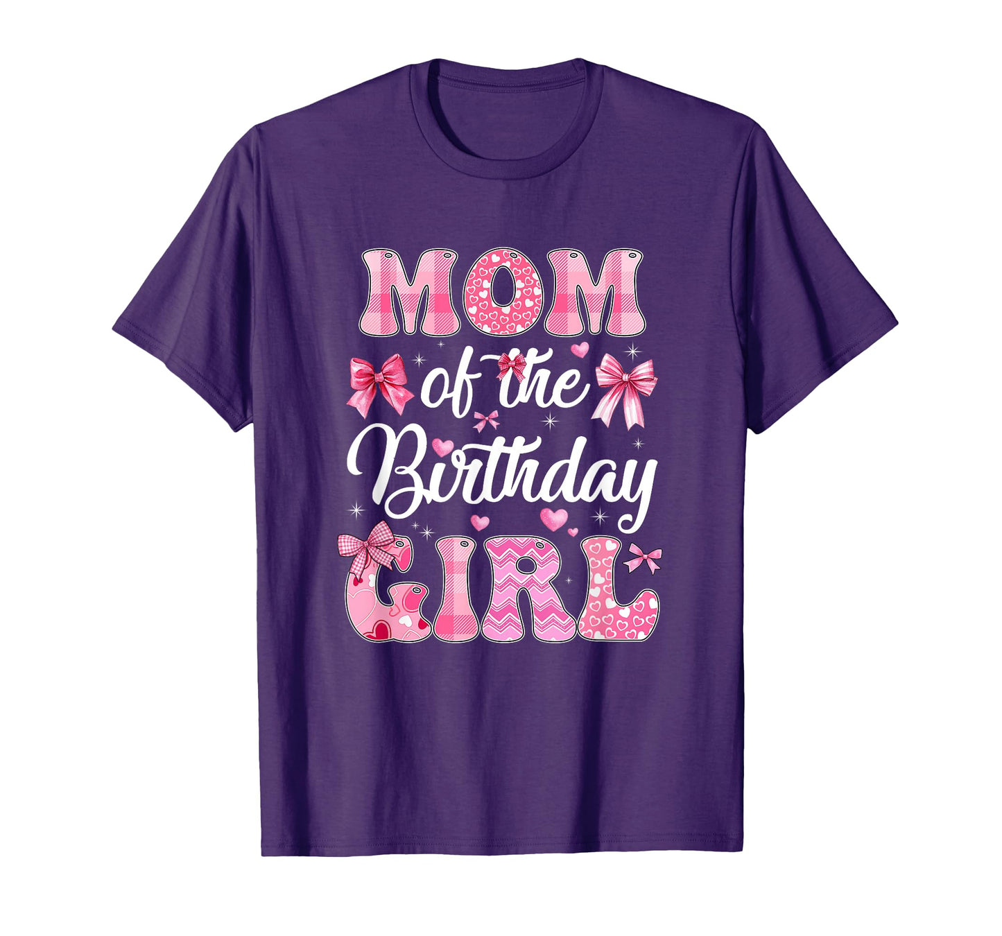 Mom Of The Birthday Girl Family Pink Coquette Bow T-Shirt