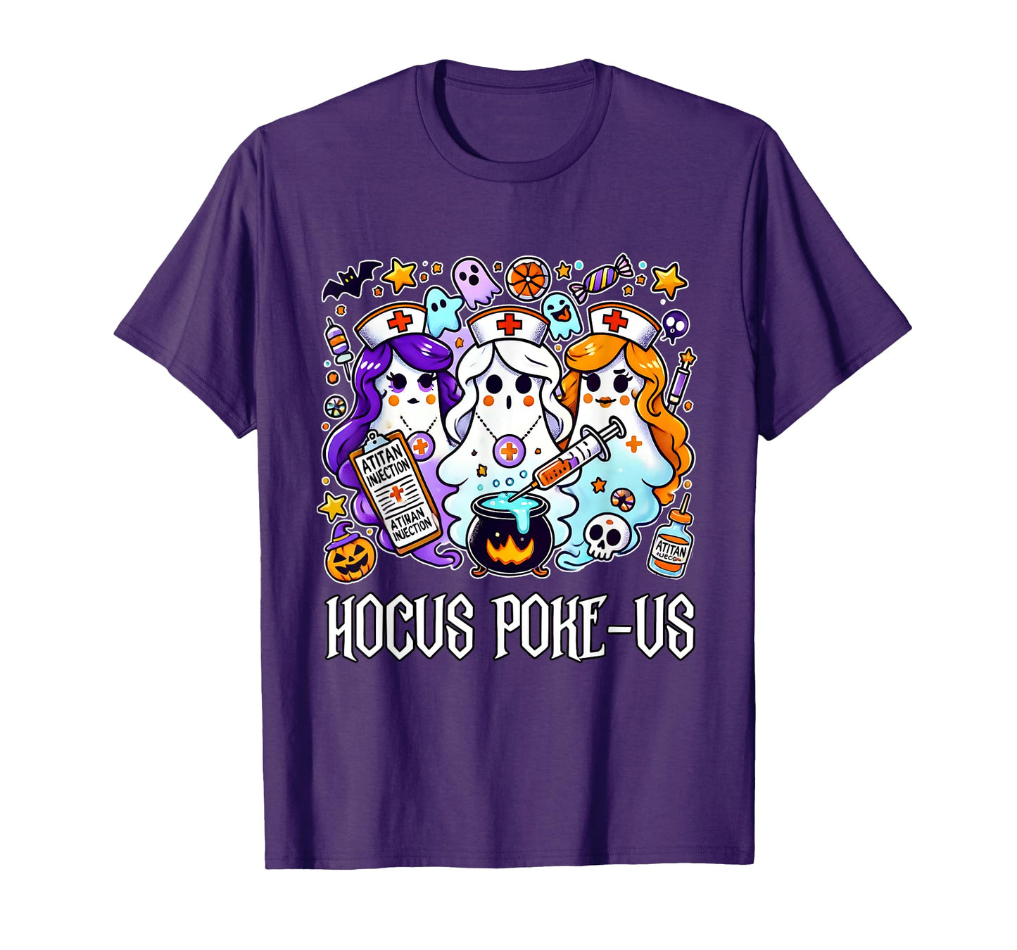 Funny Witches Nurse Spooky Nurse Witch Halloween Nursing Pun T-Shirt