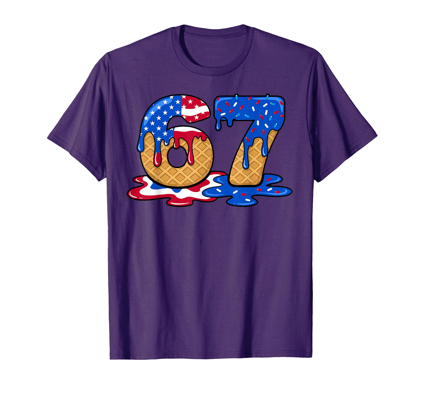 67 Ice Cream Drip Meme Funny Six Seven Gen Alpha Slang T-Shirt