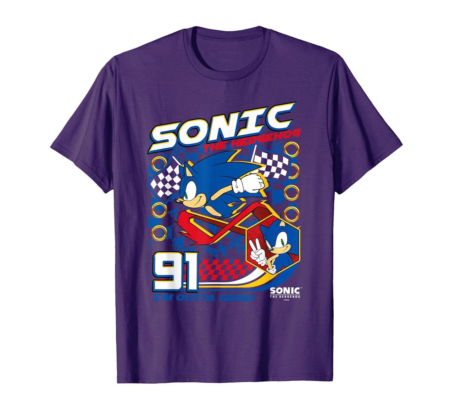 Sonic The Hedgehog 91 I'm Outta Here! Racing Poster T-Shirt