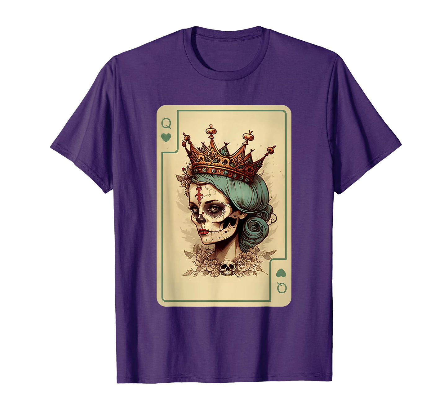 Queen of Hearts Gothic Poker Card Game Halloween Creepy T-Shirt