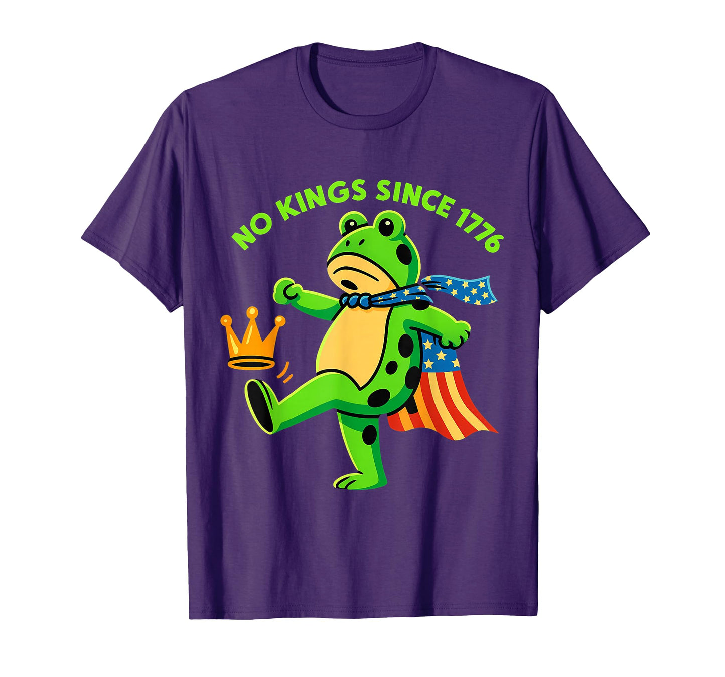 No Kings Since 1776 Portland Frog Kicking Crown T-Shirt