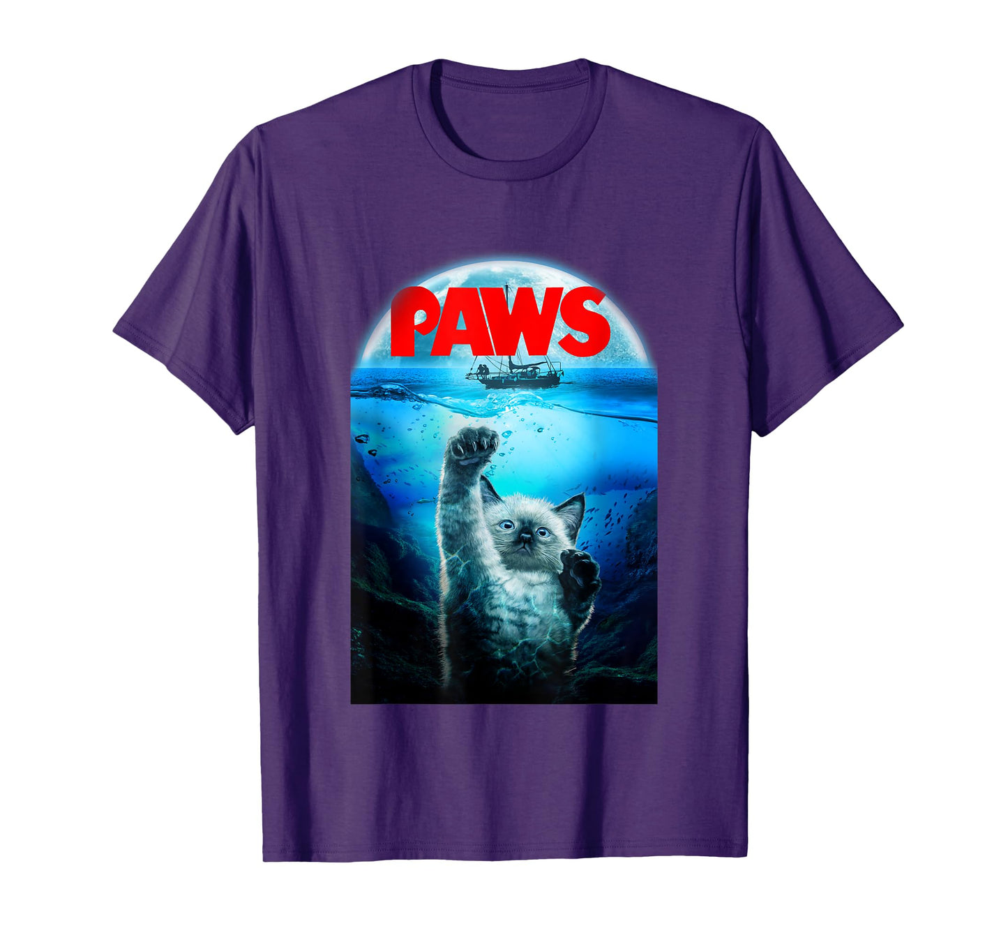 T-Shirt, Siamese Cat as Monster from Deep Terrorize Ship T-Shirt for Men Women Kids