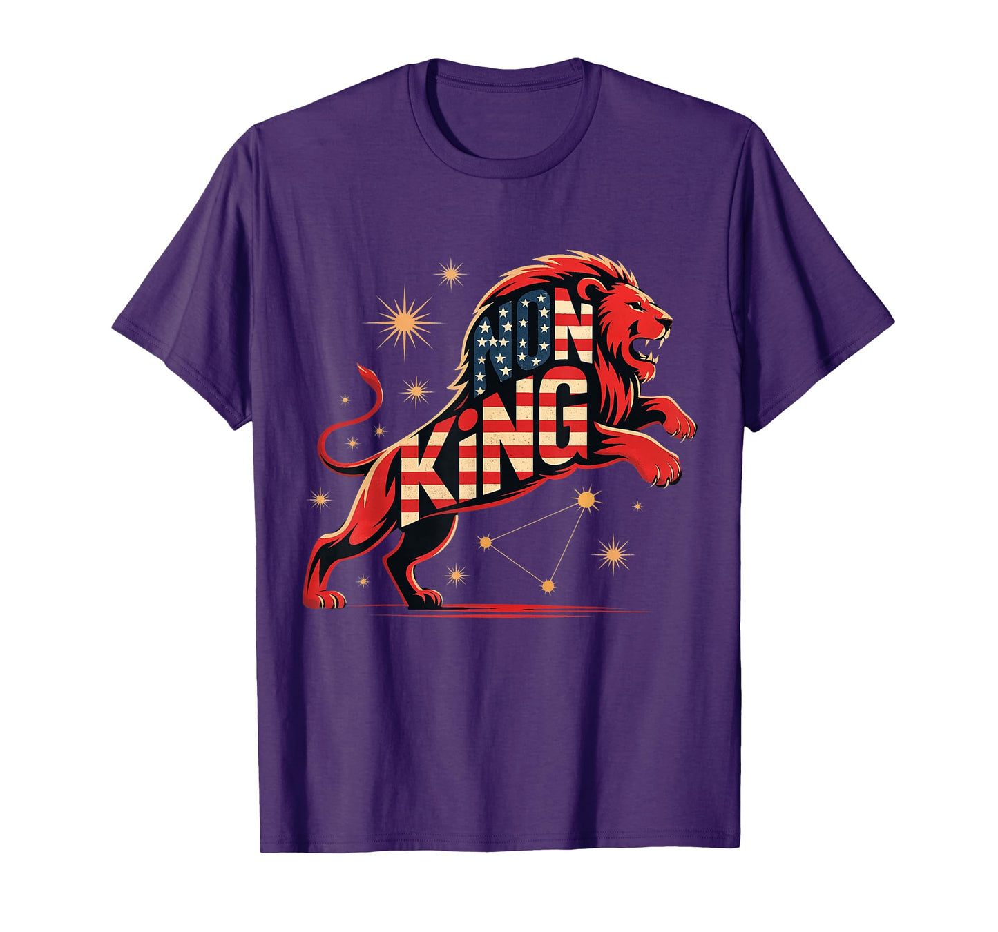 Funny No Kings in America Since 1776, Lion Retro Men Women T-Shirt