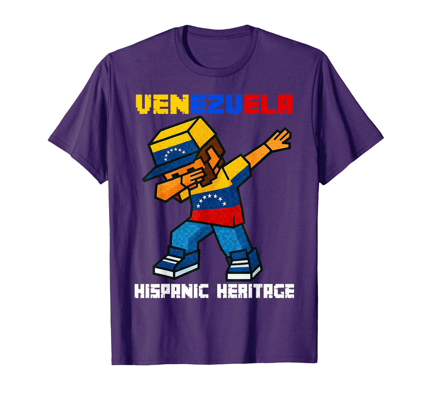 Venezuela Dabbing Boy Game Pixel Hispanic Heritage Month Kid T-Shirt