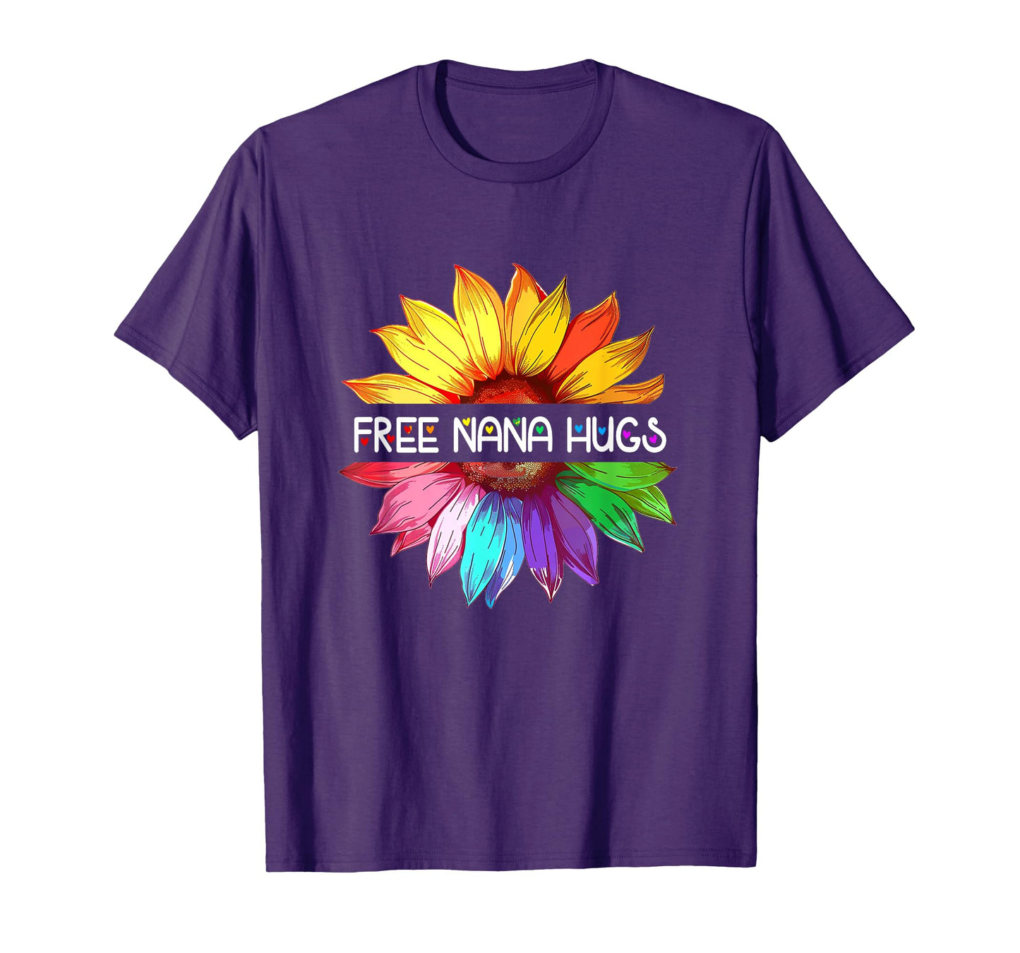 Free Nana Hugs Lgbtq Lgbt Pride Daisy Rainbow Flower T-Shirt