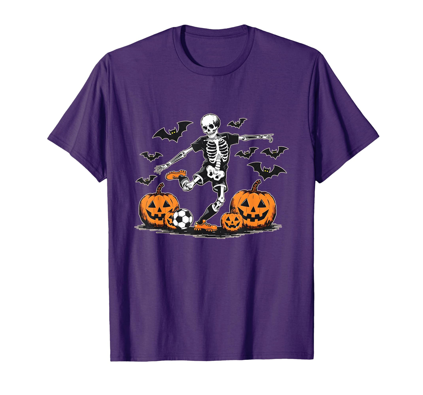 Funny Skeleton Soccer Men Boys Kids Halloween Costume T-Shirt