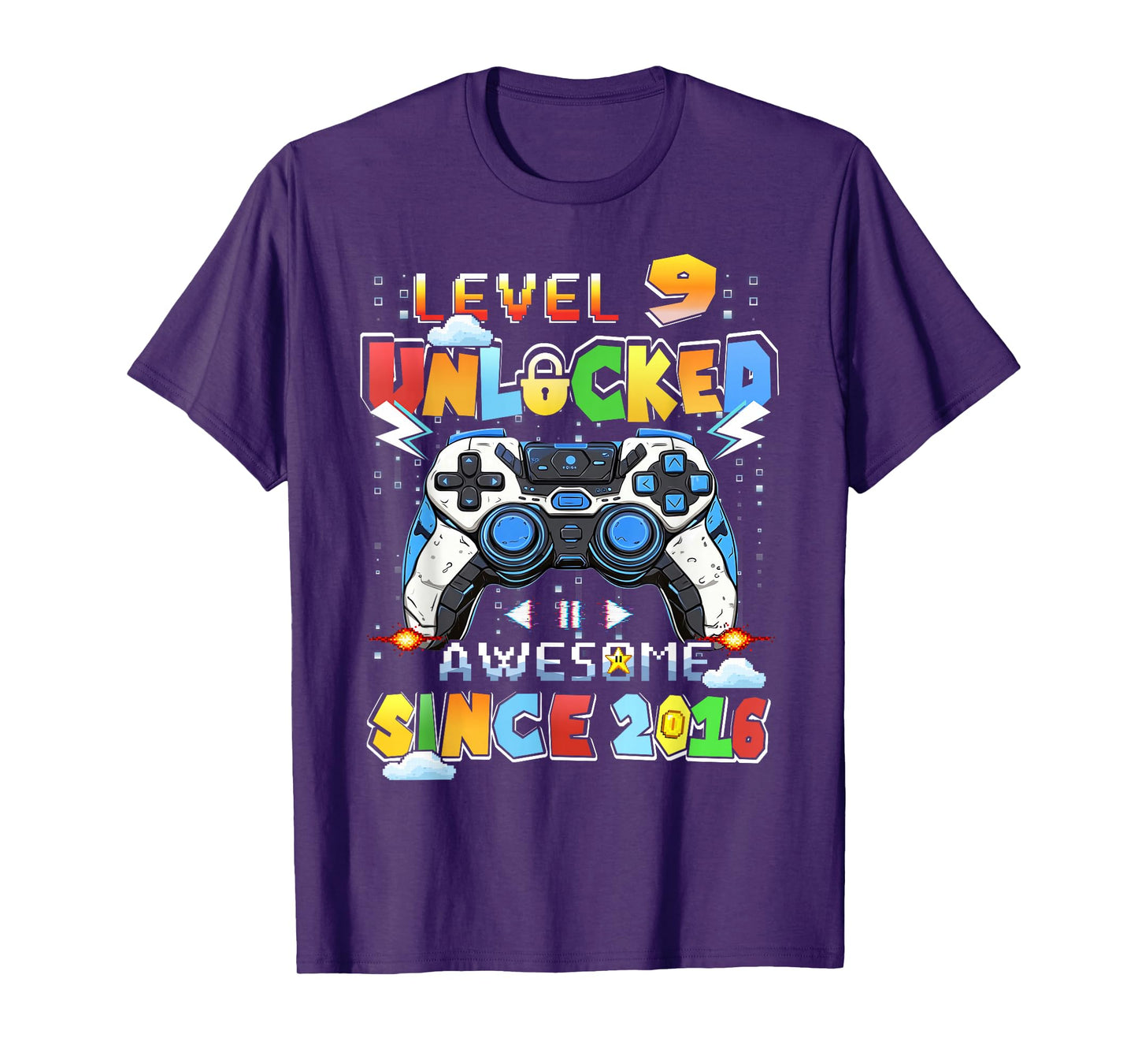 Kids Level 9 Unlocked Video Gamer 9th Birthday T-Shirt