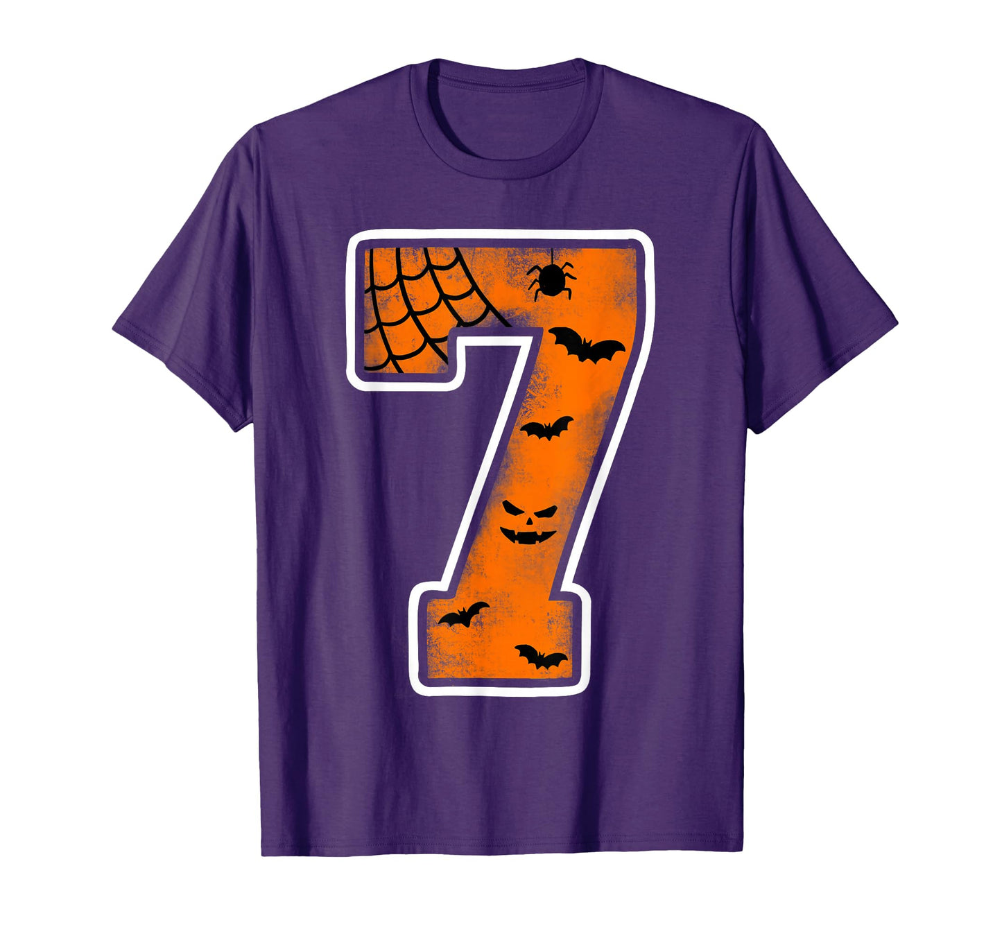 Number 7 7th Birthday Boy Seven Halloween Happy Birthday T-Shirt