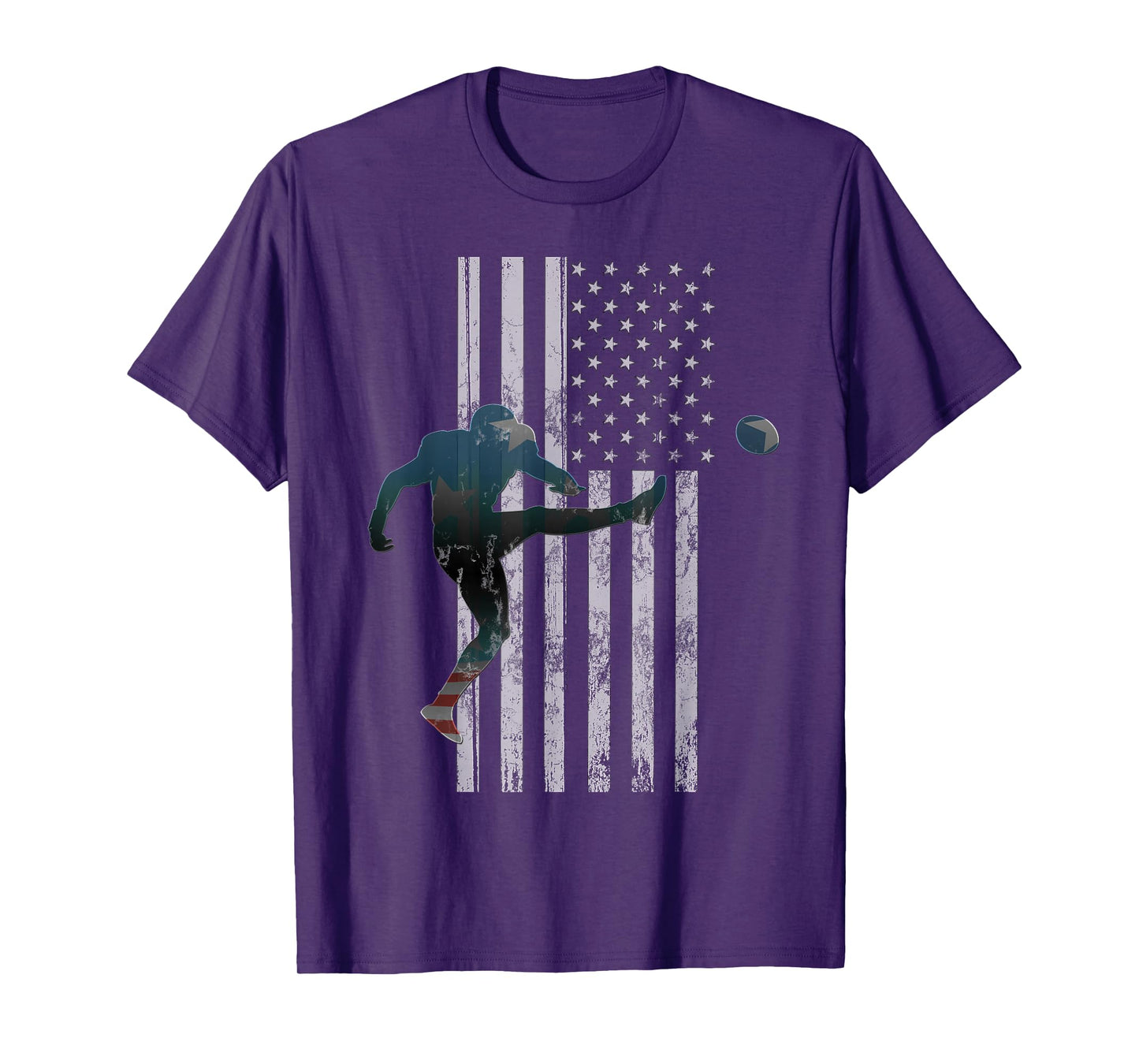 Football T-Shirt, American Flag USA Team Gift Kicker T-Shirt