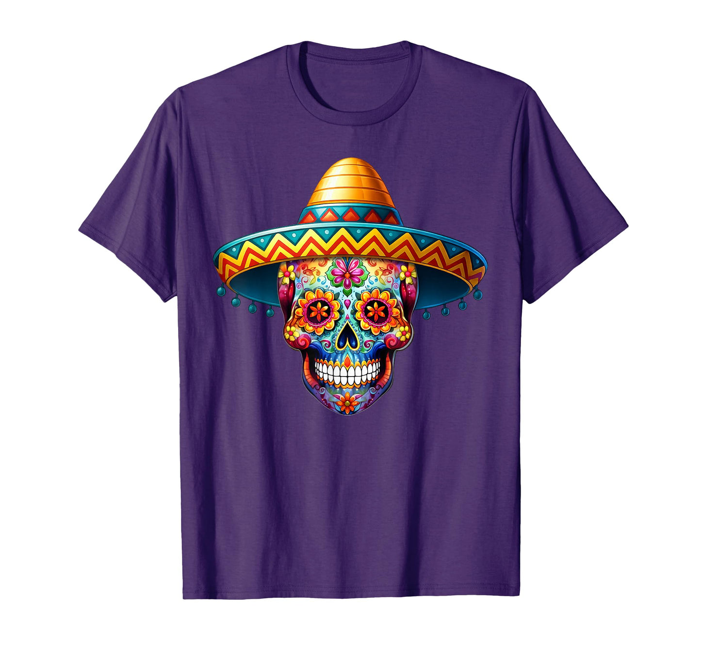 Dia De Los Muertos Sugar Skull Sombrero Day of Dead Men T-Shirt