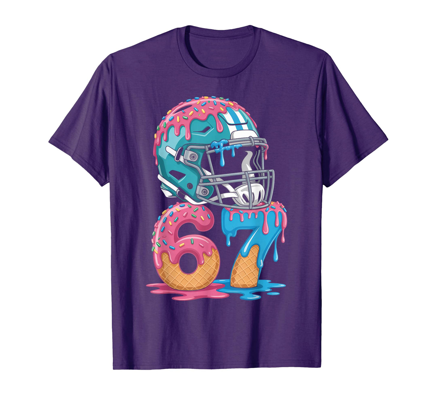 67 Number 67th Sports American Football Ice Cream Drip T-Shirt