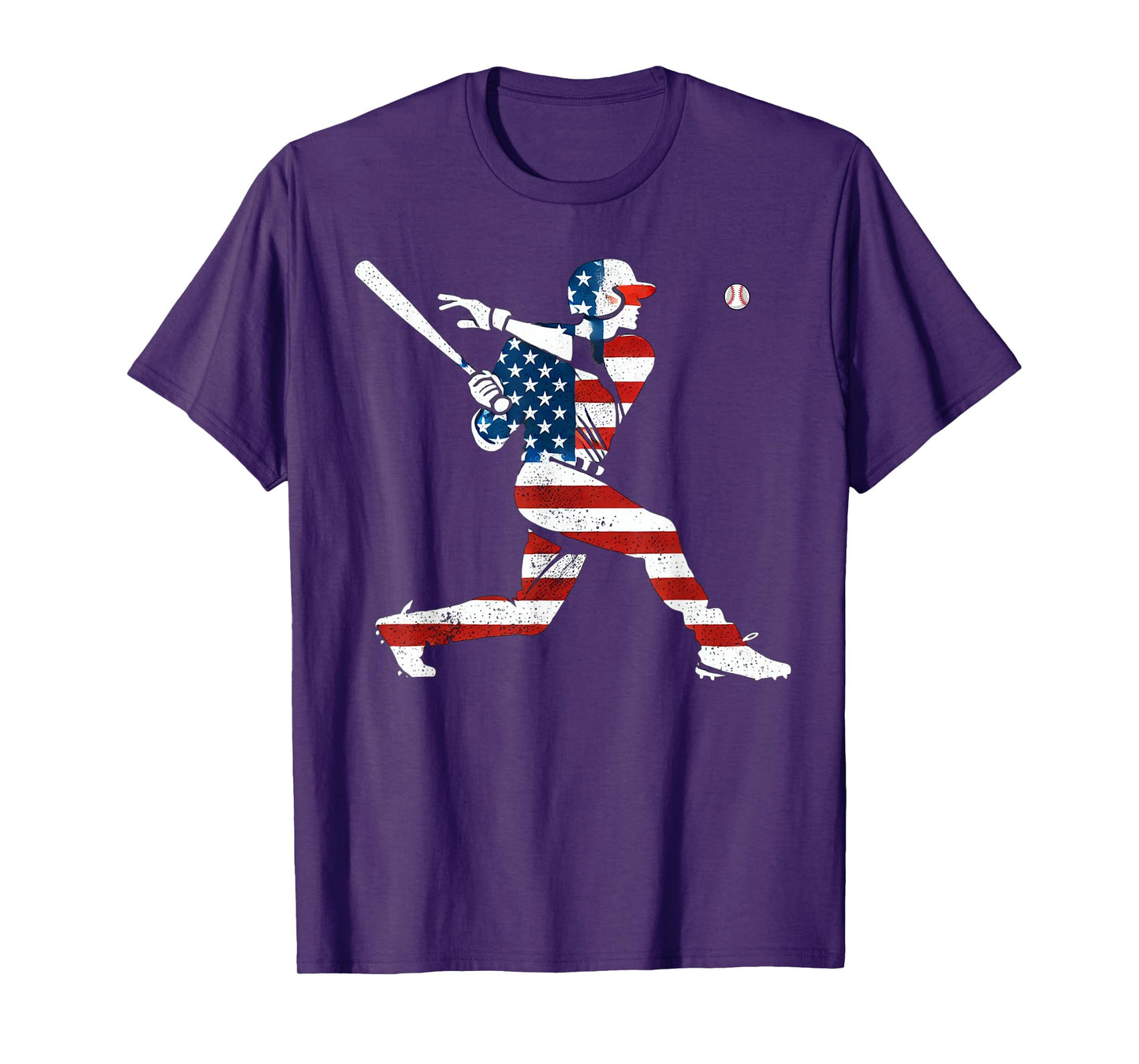 American Baseball Player Batter With United States Flag USA T-Shirt