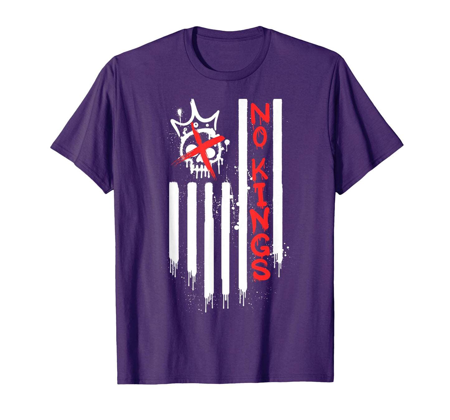 No to Kings Day in America March and Protest U.S. Flag Skull T-Shirt