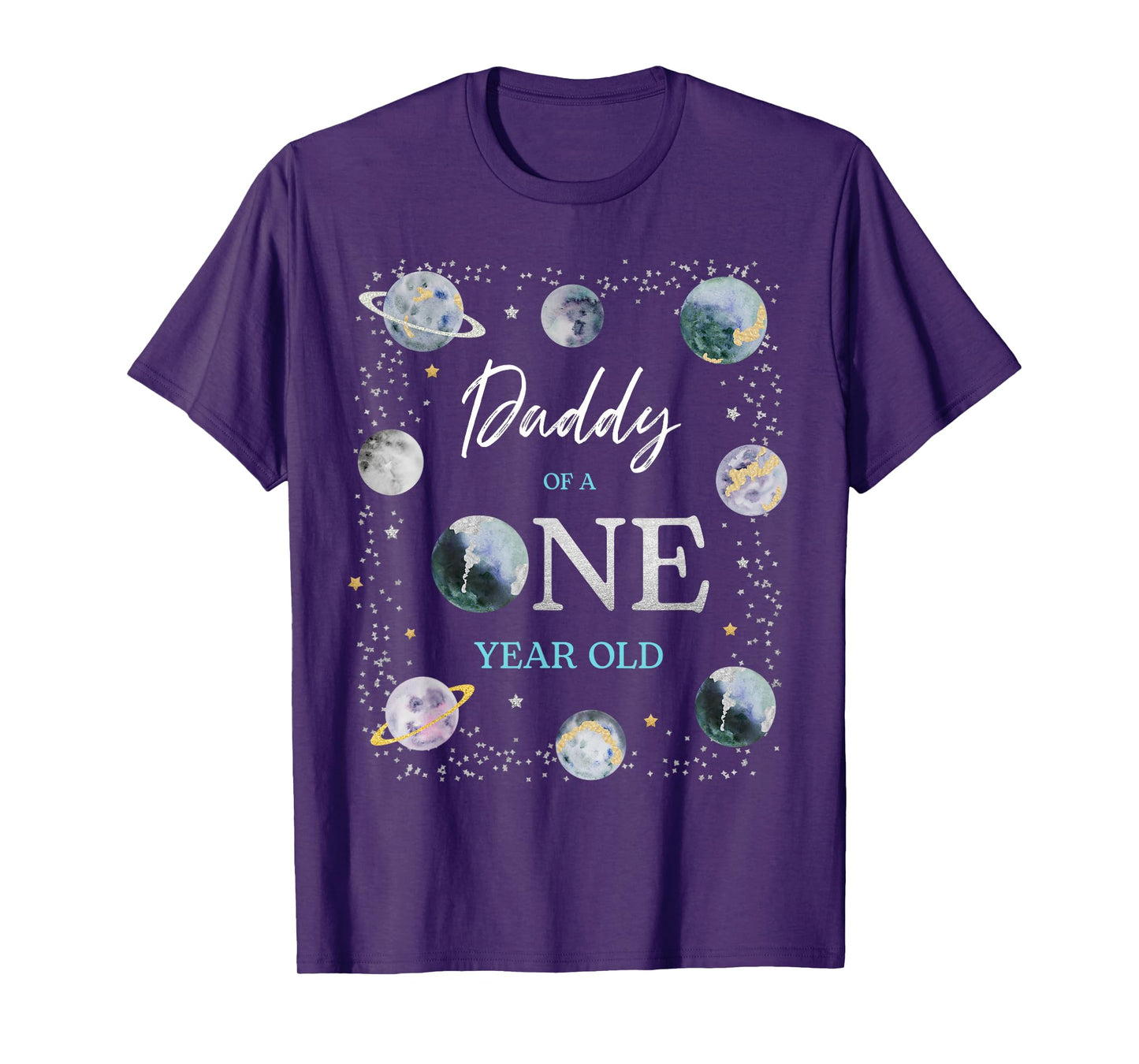Daddy Houston We Have One Year Old Space Theme 1st Birthday T-Shirt