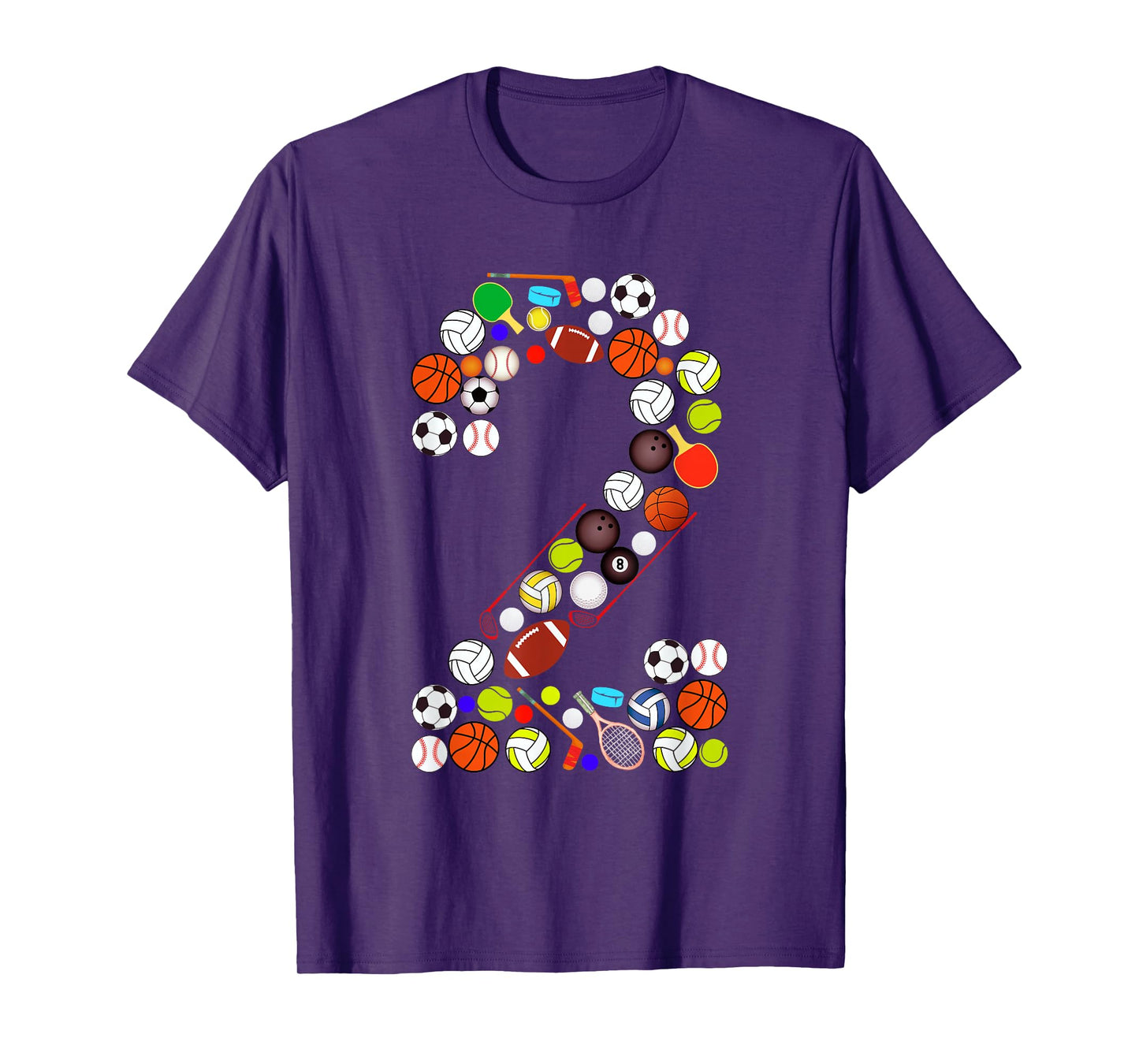 Kids 2nd Birthday Sports Big Number Two 2 Year Old Boy T-Shirt