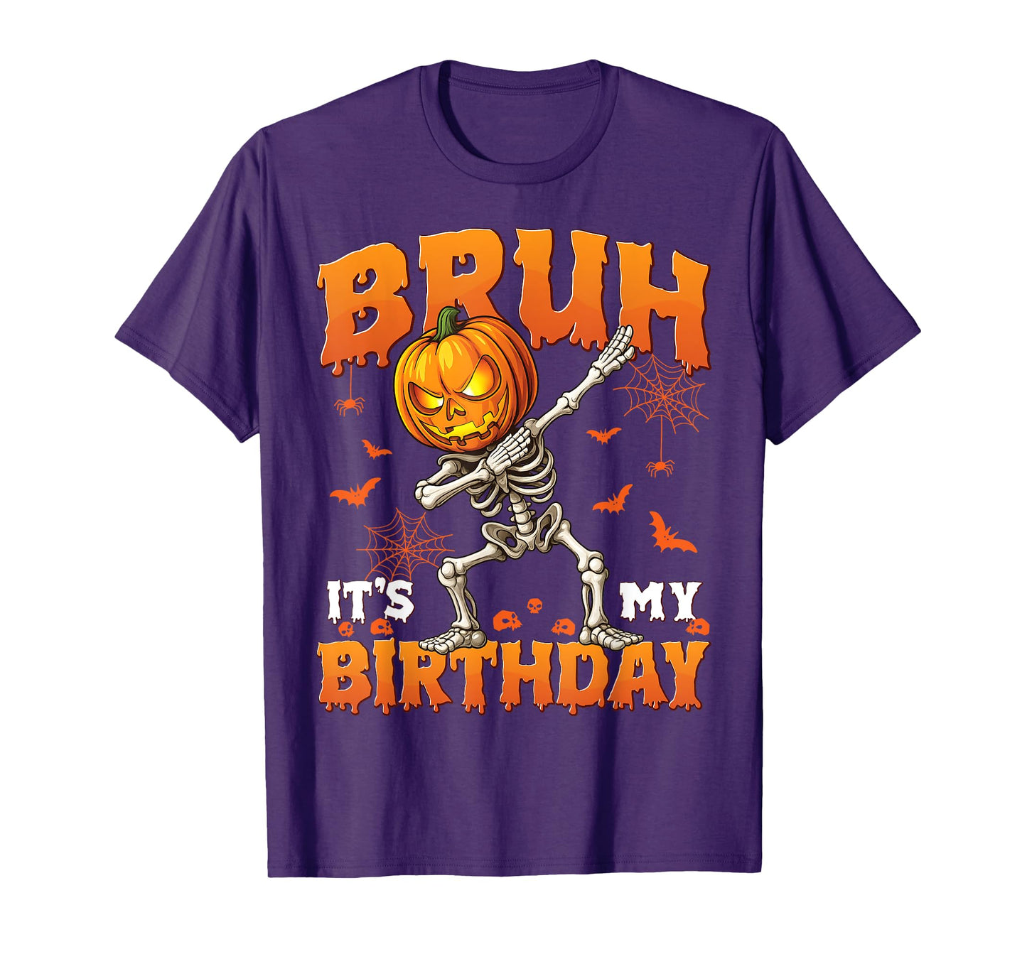 Bruh It's My Birthday Halloween Jack O Lantern Dabbing Boys T-Shirt